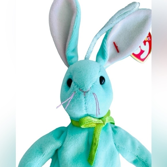 TY BASKET Beanies Hippity NWT Mint Green Bunny Rabbit 7.5" Retired 2001🩷🐰 - Picture 2 of 8